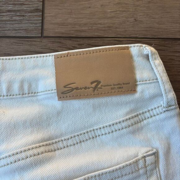 seven7 slim straight jeans white denim size 4 28W high rise - Picture 3 of 6